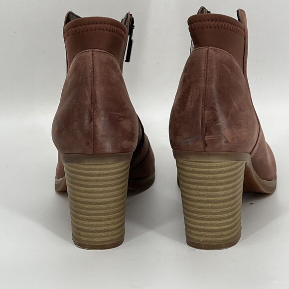 Softwalk Booties Womens 7.5 Brown Side Zip Block Heel - Picture 2 of 8